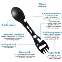 10 in 1 Spork Stainless Steel Utensil Can Opener Multi-Tool for Camping Hiking