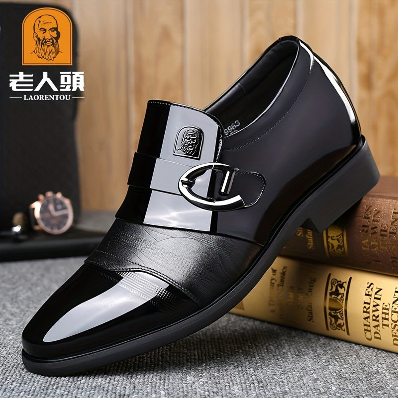 LAORENTOU Men's Leather Elevator Shoes Non Slip Formal for Business Wedding