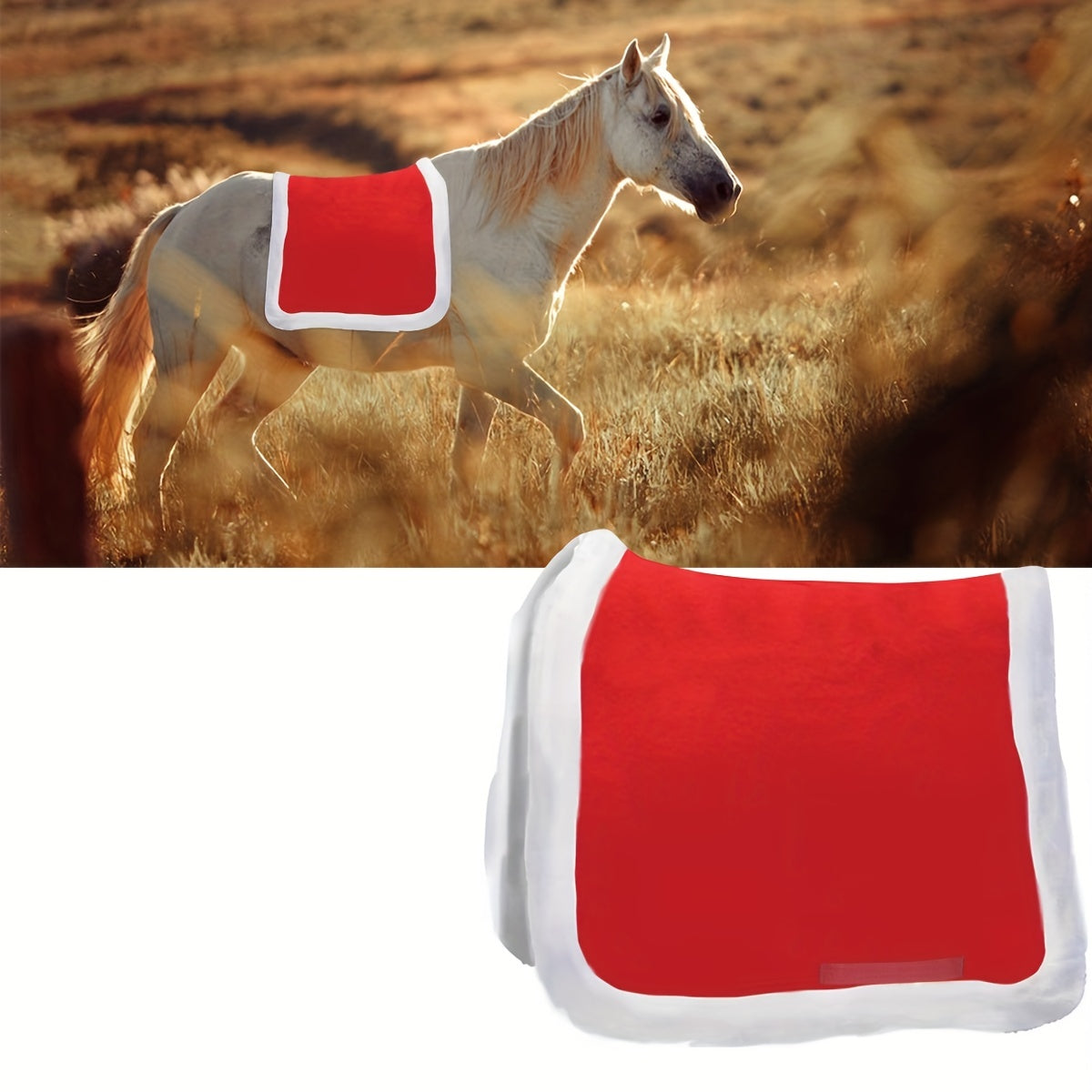 Christmas Red Fleece Horse Saddle Pad - Equestrian Supplies