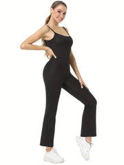 Women's Spaghetti Strap Flare Jumpsuit Bodycon Bodysuit
