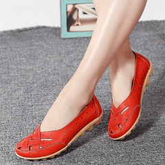 Women's Cross Strap Flat Loafers Hollow Out Slip On Shoes