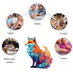 Fox Wooden Puzzle Animal Shape Jigsaw Toy Christmas Gift