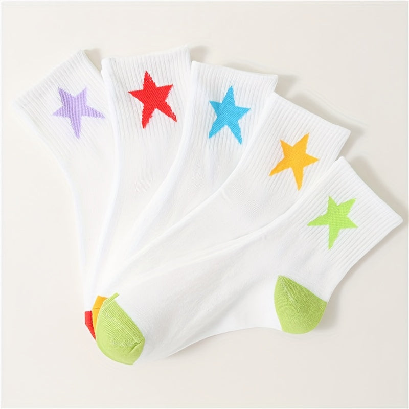 7 Pairs Star Print Socks Mid Tube Women's Stockings