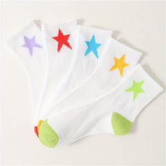 7 Pairs Star Print Socks Mid Tube Women's Stockings