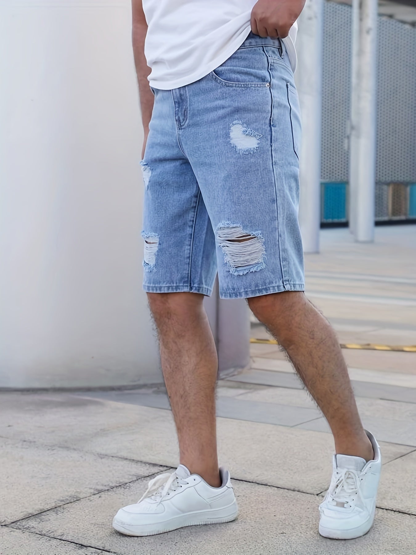 Men's Ripped Denim Shorts for Spring & Summer