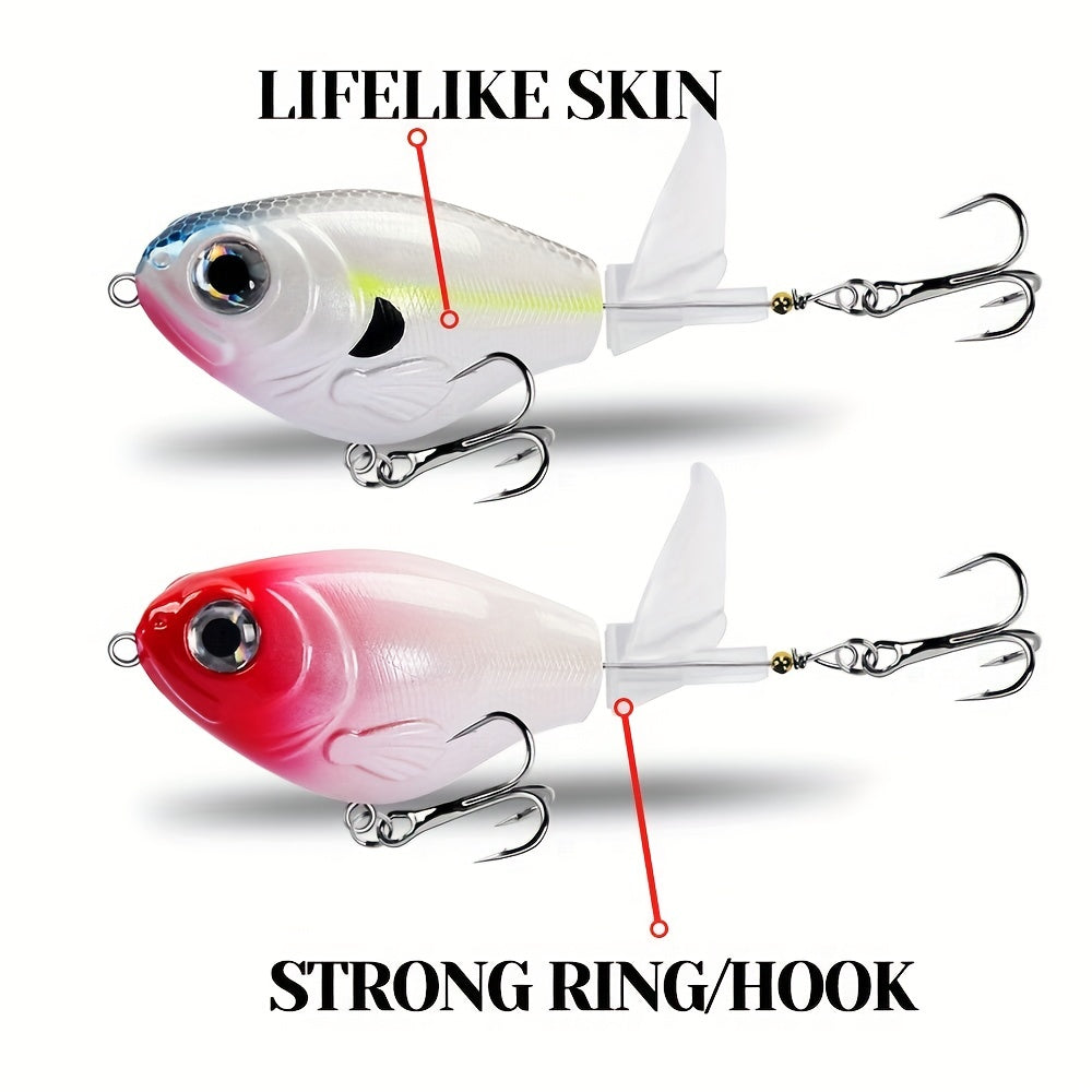 5pcs Whopper Popper Topwater Fishing Lure Hard Soft Rota Bait Plopper