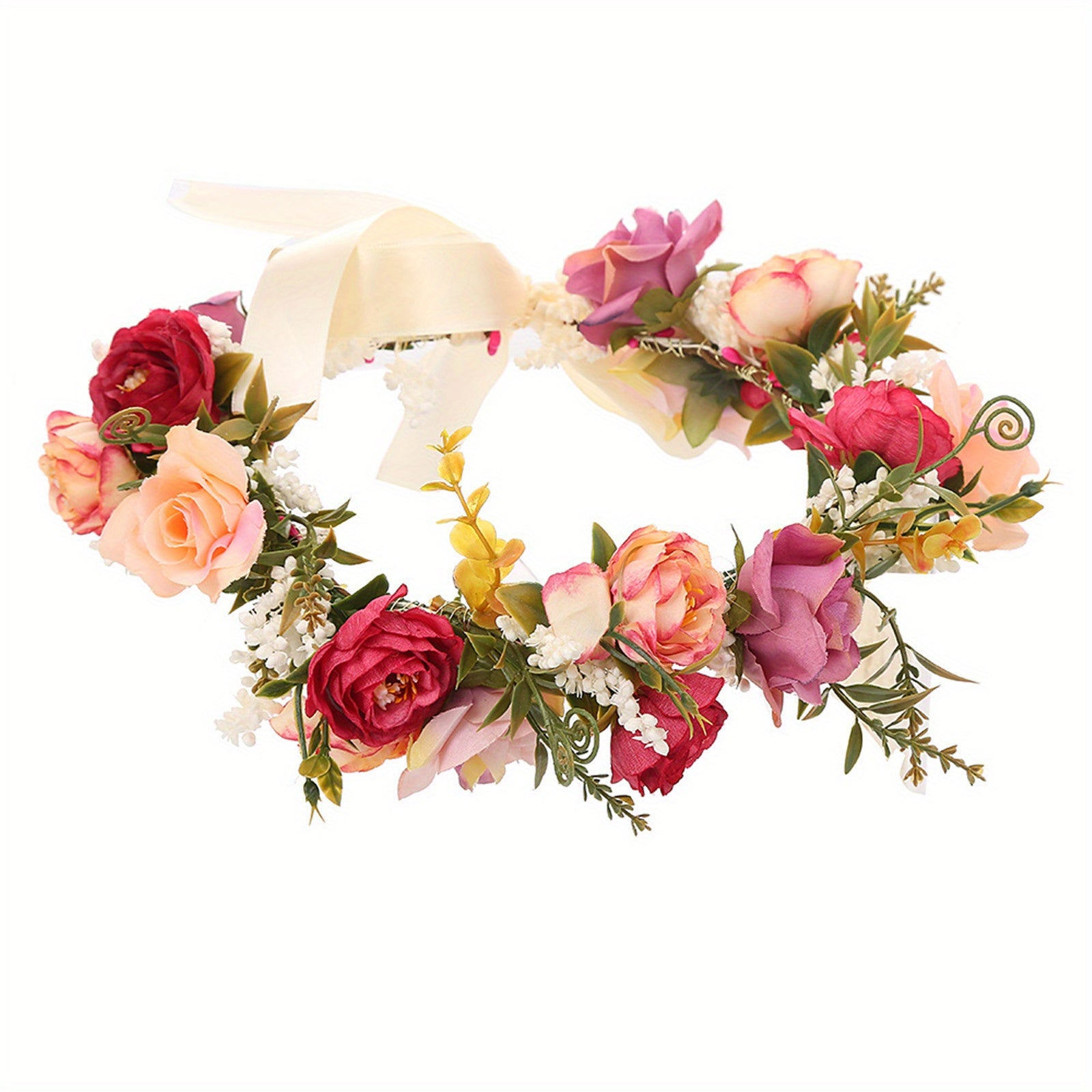 Wedding Wreath Flower Garland Hair Band For Women Bridal Accessory