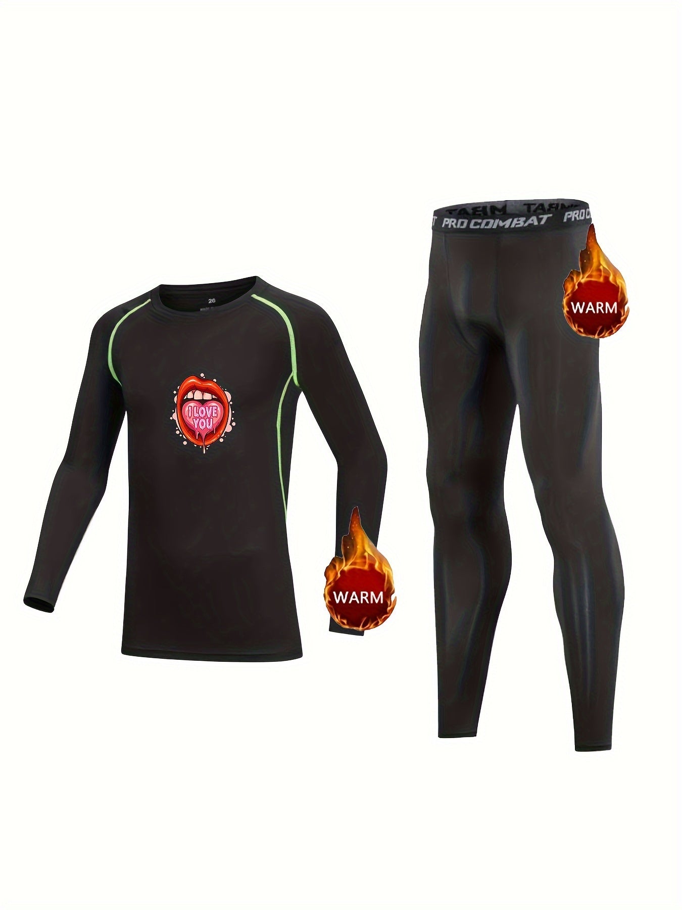 Kids Compression Fleece Sets Crew Neck Top & Pants