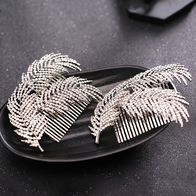 Bridal Hair Comb Rhinestone Leaf Headdress Wedding Hair Pin