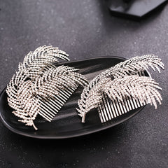 Bridal Hair Comb Rhinestone Leaf Headdress Wedding Hair Pin