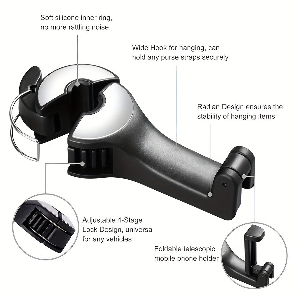 Car Seat Hook with Phone Bracket Lock Buckle