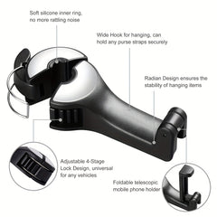 Car Seat Hook with Phone Bracket Lock Buckle