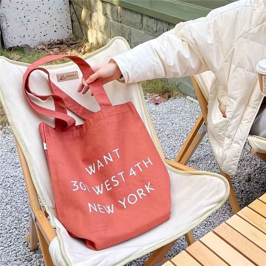 Large Capacity Letter Print Canvas Tote Bag