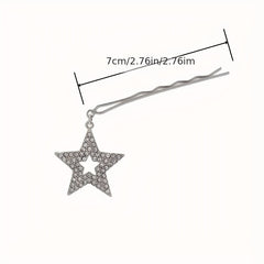 Y2K Hair Pin With Star Tassel Rhinestone Star Decor Hair Pin Alloy Hair Clip
