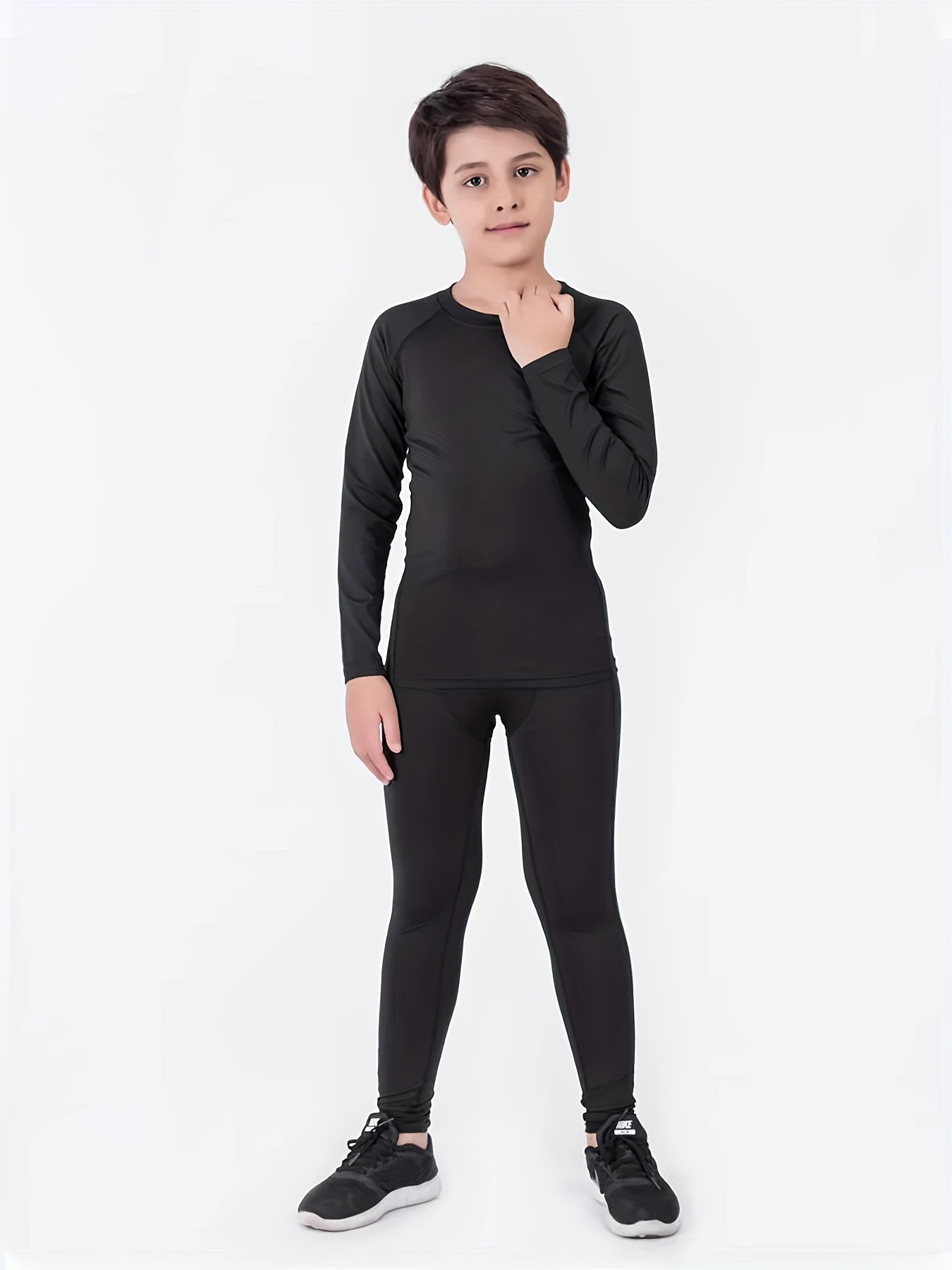 Boy's 2pcs Quick drying Training Suit Long Sleeve Top & Pants Set