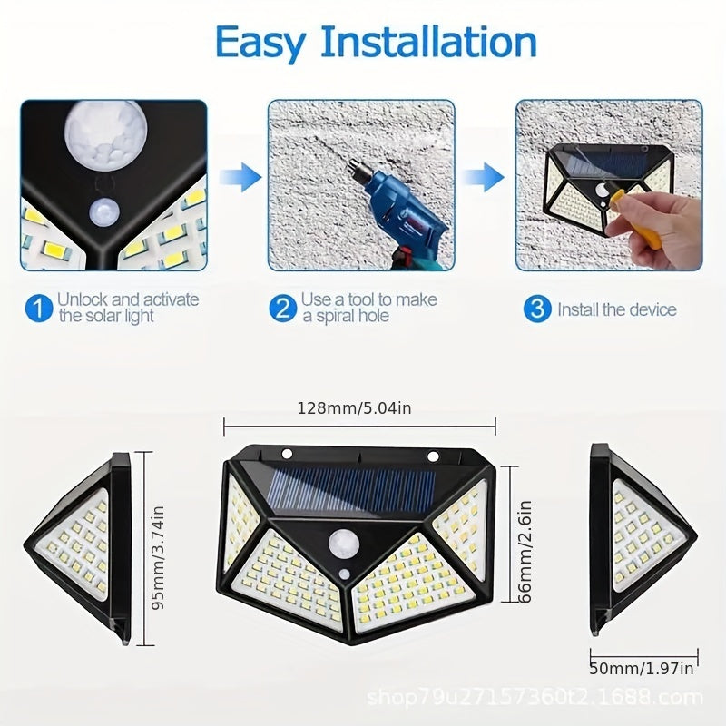 100LED Solar Wall Light Outdoor Waterproof Energy Saving