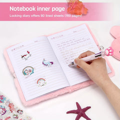 Girl Cat Diary with Lock and Two Keys Pen Journal Notebook Gift Set