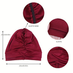 Double Cross Ruched Turban Hat Inner Cap Solid Head Wrap Stretchy