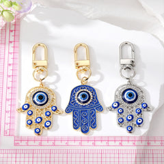 Evil Eye Keychain for Women Zircon Fatima Hand Eye Bag Car Key Accessories