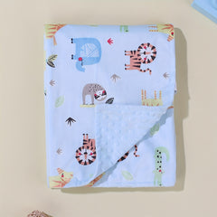 Cute Kids' Beanie Blanket with Lion & Elephant Print