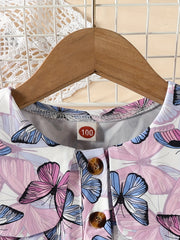 Girls Casual Butterfly Print Long Sleeve Dress