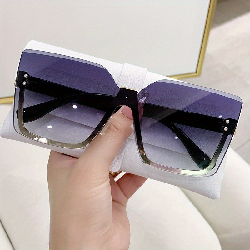 Oversized Rimless Sunglasses Casual Gradient Glasses UV400