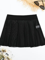 High Stretch Mesh Cover Up Skirt Solid Semi Sheer Beachwear Women's S
