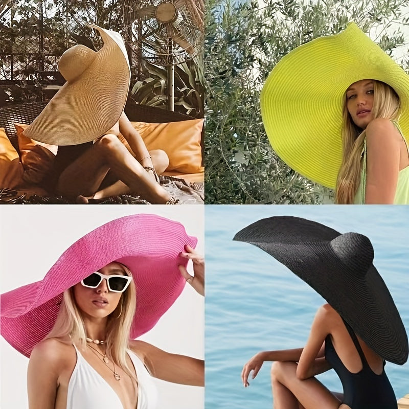 Vintage Large Brim Straw Hat Summer Beach Hats For Women