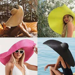 Vintage Large Brim Straw Hat Summer Beach Hats For Women