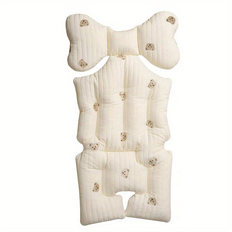 Stroller Seat Pad Baby Embroidered Cotton Pad, Breathable Cotton Cloth Grid