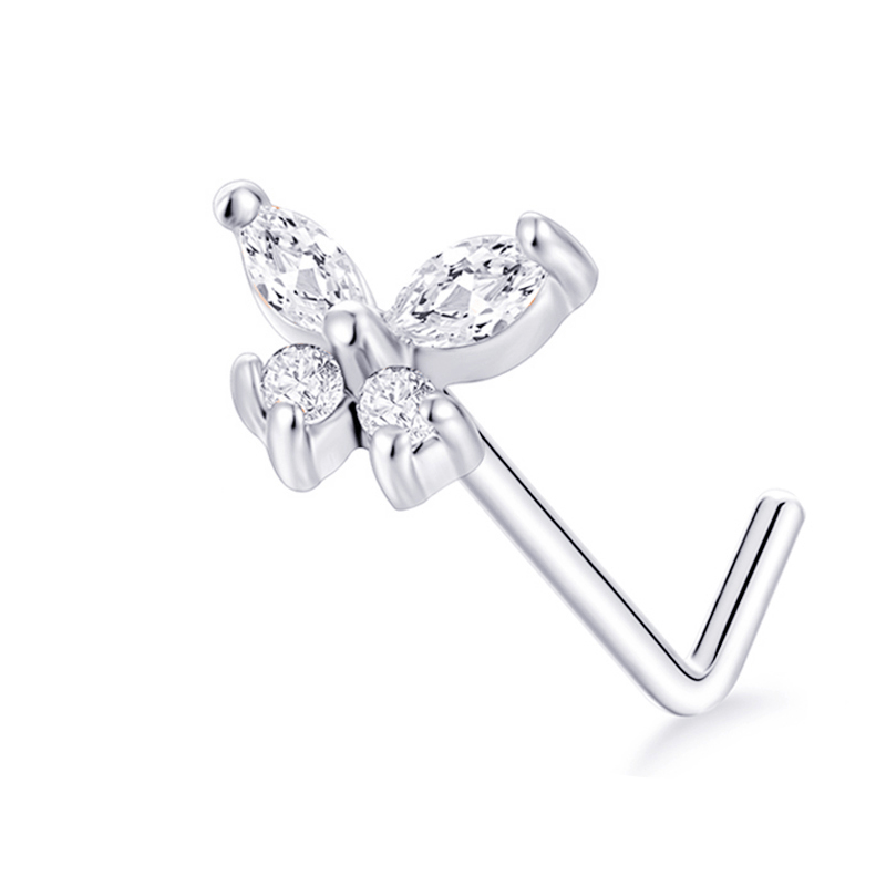 Stainless Steel Nose Ring Stud Flower Snowflake Butterfly Nose Piercing