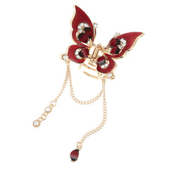 Butterfly Rhinestone Tassel Hair Claw Clip Vintage Grip Hair Jaw Clip