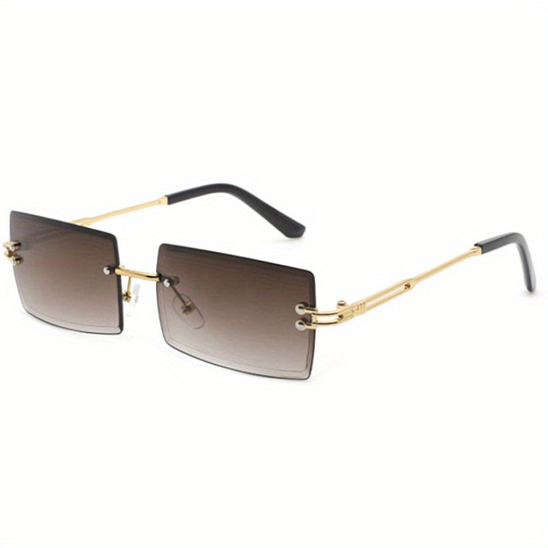 Gradient Lens Rimless Sunglasses Metal Temple UV400