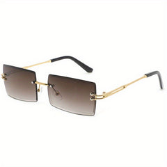 Gradient Lens Rimless Sunglasses Metal Temple UV400