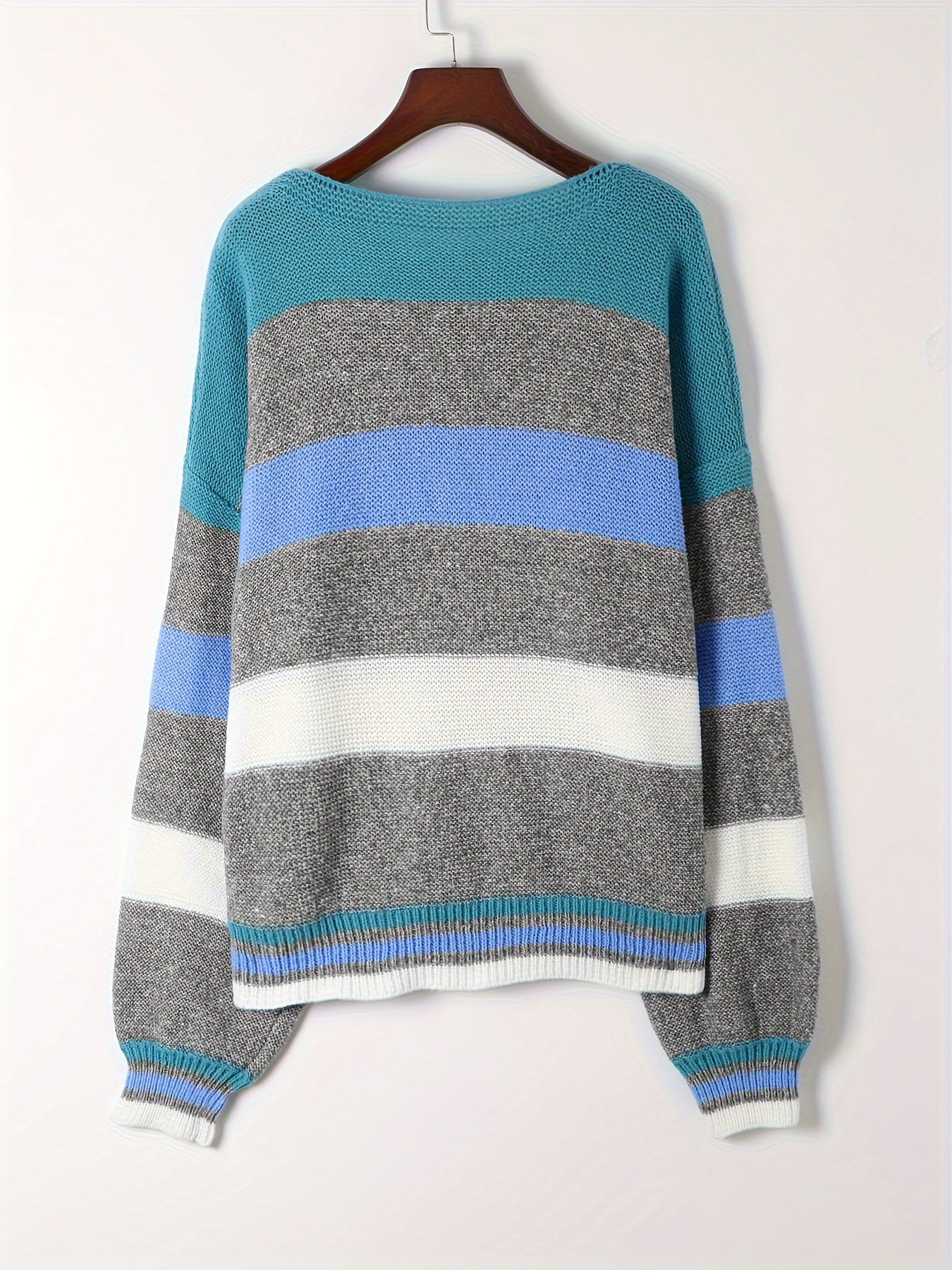  Colorblock Round Neck Sweater