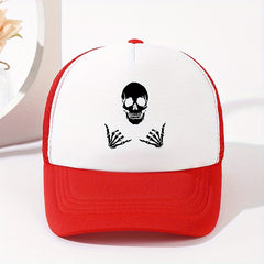 Skull Hands Print Baseball Cap Hip Hop Mesh Trucker Hats