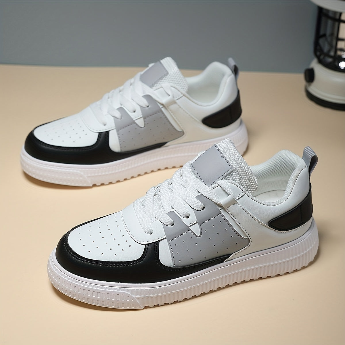 Women's Block Faux Leather Skate Shoes Lightweight Wear Resistant