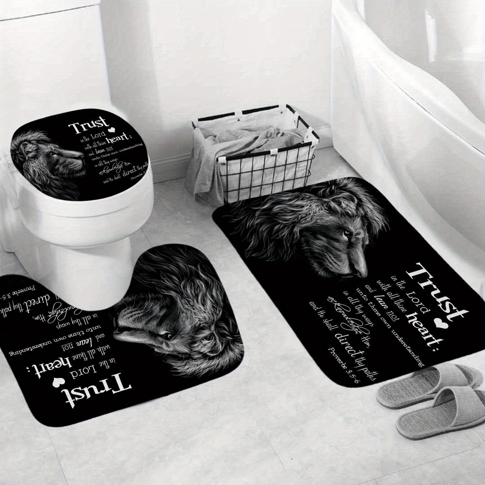 Wildlife Lion Inspirational Quote Shower Curtain Set