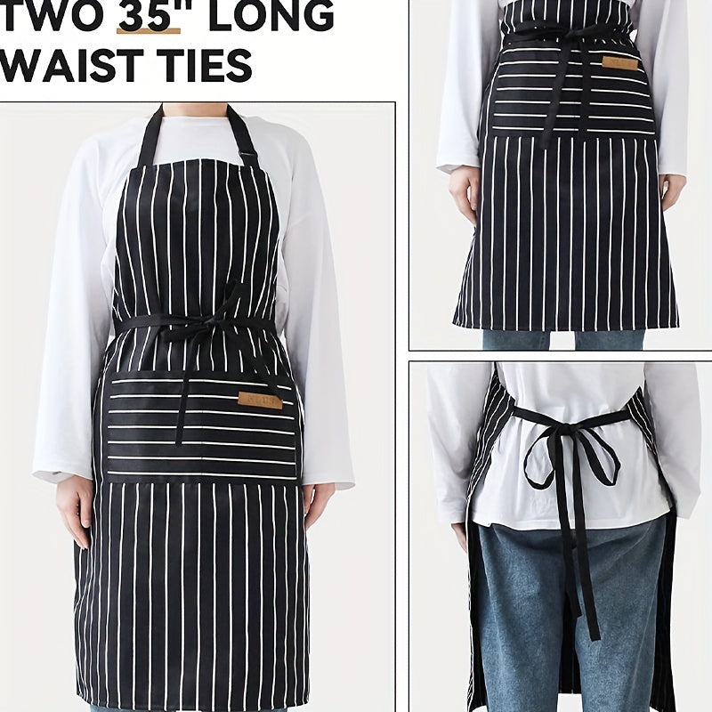 Polyester Striped Unisex Adjustable Cooking Apron