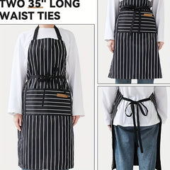 Polyester Striped Unisex Adjustable Cooking Apron