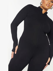  Solid High Neck Skinny Jumpsuit