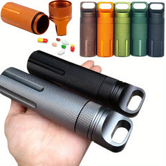 Portable Waterproof Aluminum Alloy Pill Case Sealed Medicine Bottle