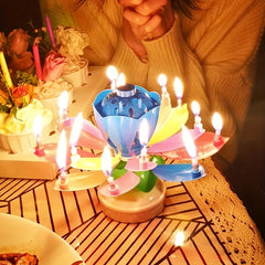 Lotus Flower Music Birthday Candle Kids Creative Rotating Flowers Singing