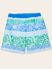 Boys Flower Print Swim Trunks Ethnic Style Beach Vacation Kids Summer
