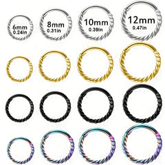 Stainless Steel Seamless Nose Clicker Ring 6-12mm Unisex Punk Hoop Earrings