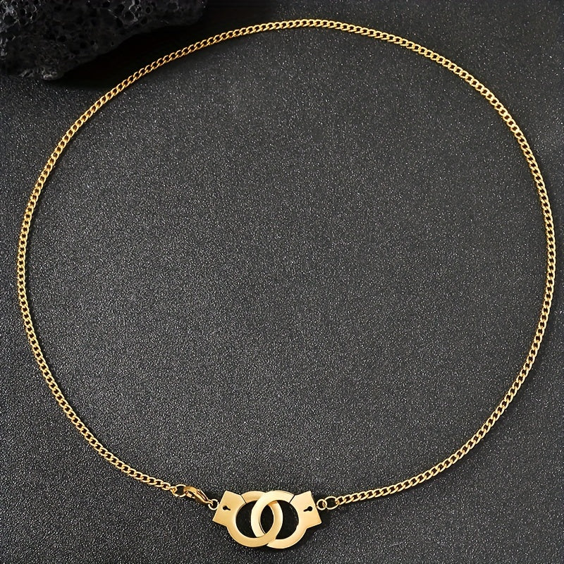 Funky Stainless Steel Handcuff Charm Necklace Men