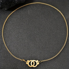 Funky Stainless Steel Handcuff Charm Necklace Men