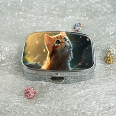 Cat 2 Compartment Pill Box Decorative Medicine Organizer