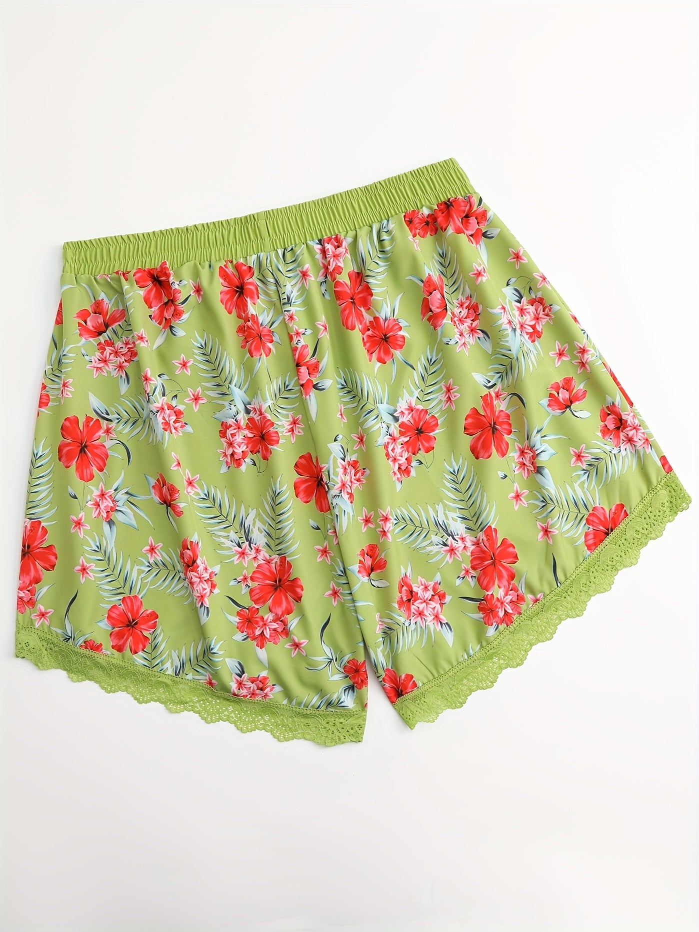  Vacay Shorts Women's Plus Floral Lace Swimwear Shorts