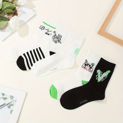 5 Pairs Letter Print Socks Comfy & Breathable Street Mid Tube Socks